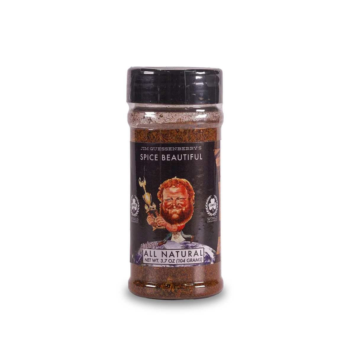 Spice Beautiful Hickory rub shaker, front label