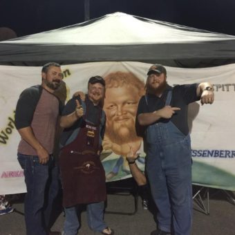 Bart Crawford, Michael, and Lee with non pictured Matt Crawford - The Sons of the Original Pigtails cooking team.